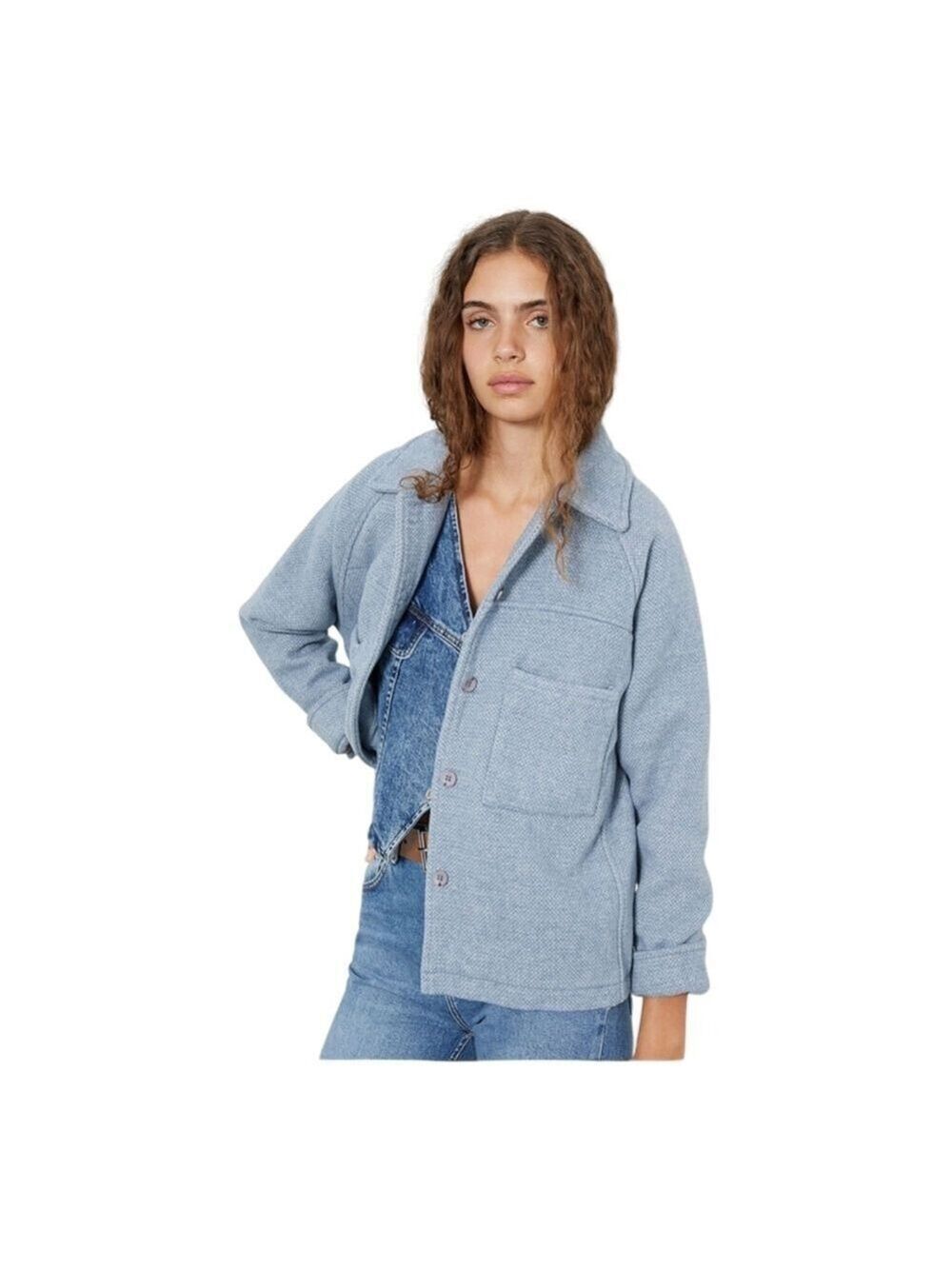 Rhythm Fairbanks Jacket PacSun Pale Blue Tweed Size Small Relaxed Shacket - Picture 3 of 12